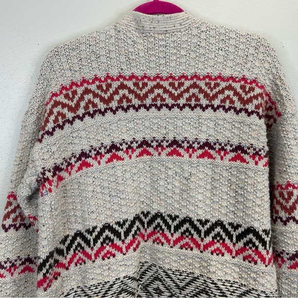 Maurices XL Beige and Red Patterned Cardigan Aztec Fair Isle Cotton Wool Blend - Picture 10 of 11